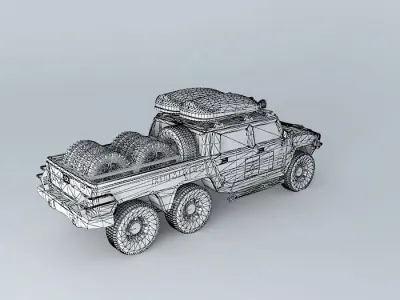 Modified Hummer H2 6x6 Dakar support truck Free 3D model