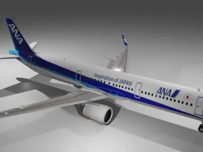ANA Airbus a321neo 3D Model Low-poly 3D model