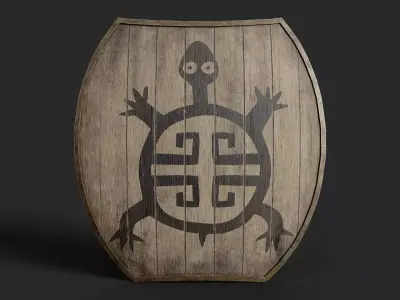 Slavic hybrid shield-painted black turtle symbol Low-poly 3D model