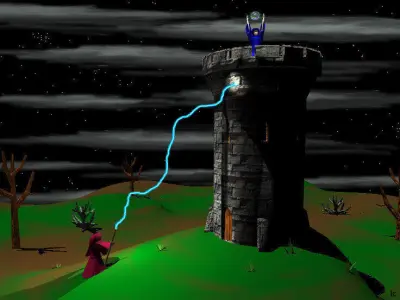 medieval stone tower Low-poly 3D model