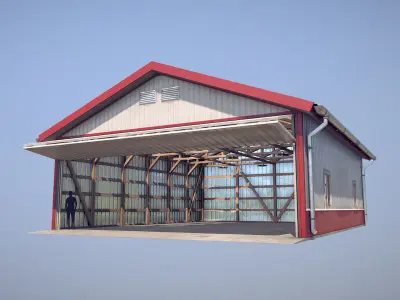 Airfield Hangar 12m Vr2 RED Low-poly 3D model