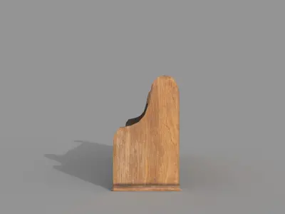Church Bench Lowpoly Game-Ready PBR 3D Model Low-poly 3D model