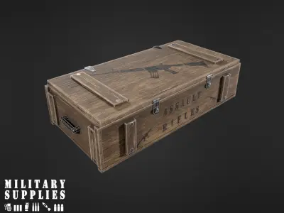Military Supplies Pack - Large Gun Box Low-poly 3D model