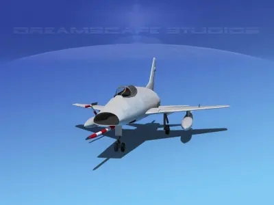 North American F-100E Super Sabre Bare Metal 3D model