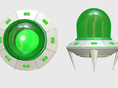 Cartoon UFO  Low-poly 3D model