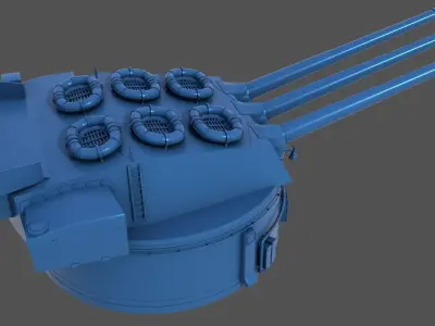 381mm WW2 Italian turret n3 - Commercial license - 1-200 scale 3D print model