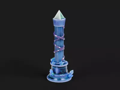 Stylized Crystal Light Pillar Low-poly 3D model