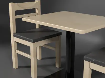 Table and Chair Set Low-poly 3D model purchase