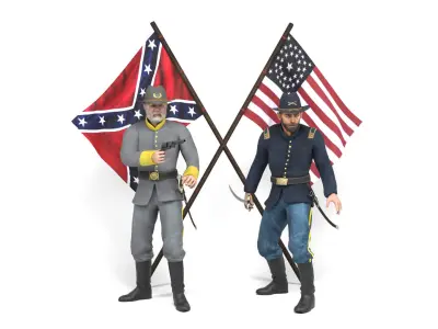 American Civil War - Officers Low-poly 3D model