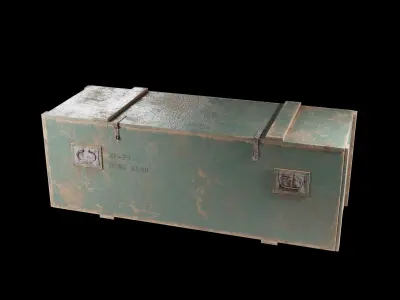 Plywood transport crate with 3 texture variations 3D model