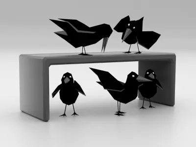 Cartoon Birds Low-poly 3D model