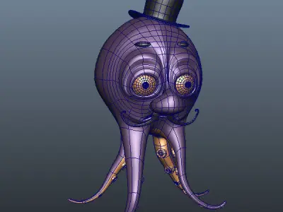 Octopus Cartoon Low-poly 3D model