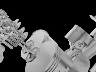 Dimension Accurate V6 Engine 3D Model with Individual Parts 3D model