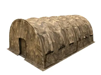 Large Military Tent Desert Camouflage Game Ready Low-poly 3D model