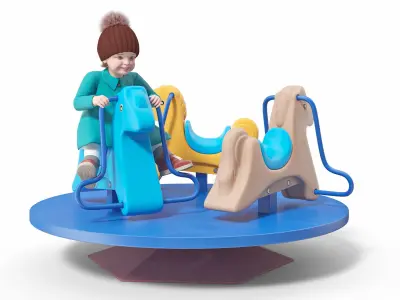 Toddler Girl on Carousel 3D model