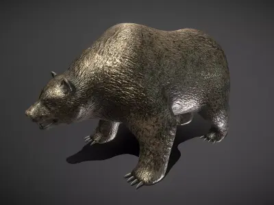 Bear Bronze Statue Low-poly 3D model