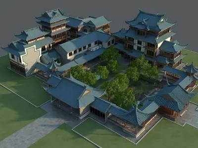 Asian antique courtyard 3D model