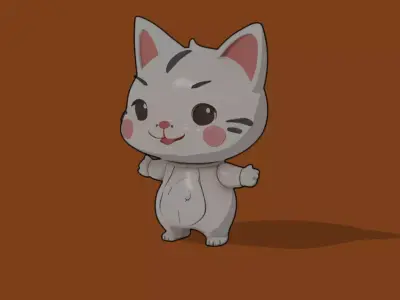 Cute cartoon cat Free low-poly 3D model