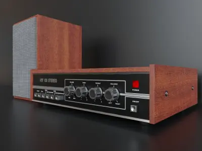Latvian Vintage Amplifier with Speakers 3D model