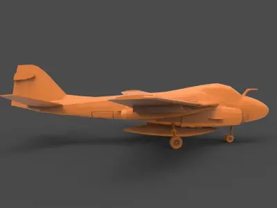 Grumman A-6 orange airplane 3D print model