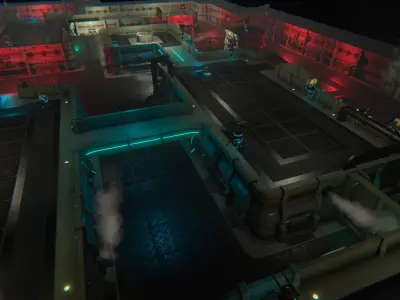 Top-Down Scifi modular Environment Low-poly 3D model