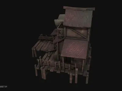 Fishing village asset 01 Low-poly 3D model