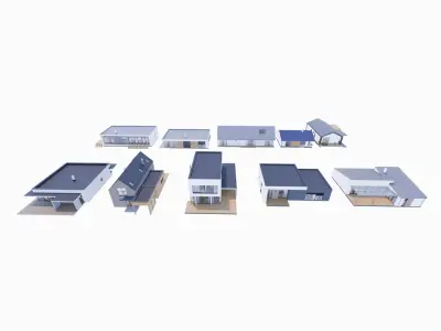 House Pack of 10 - Part 1 - Created with fully parametric Revit Families 3D model