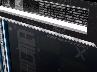 Cyberpunk Sci-Fi Glass Door with Holographic UI Low Poly Low-poly 3D model