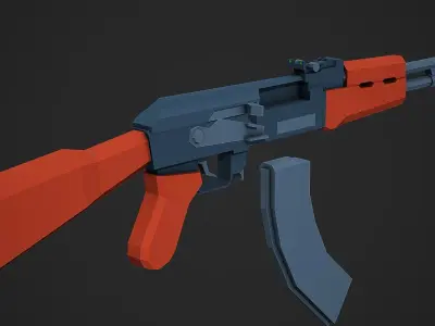 Stylized AK-47 Low Poly Mobile Ready Low-poly 3D model