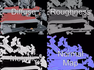 Modern Naval Destroyer model pack Low-poly 3D model