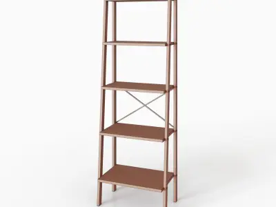 Shelving in white metal and oak wood Free low-poly 3D model