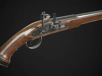 Flintlock Pistol 01 Classic Low-poly 3D model