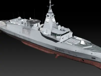 FDI frigate FS Amiral Ronarch Low-poly 3D model