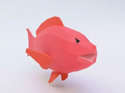 Red drum fish low poly 3d model  Low-poly 3D model