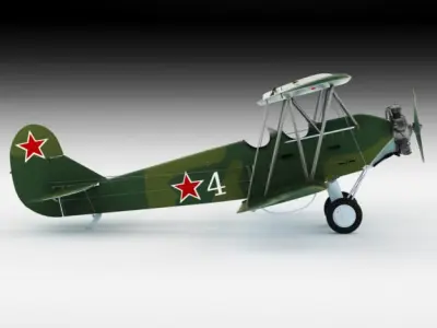 Po-2 Polikarpov Soviet biplane 3D model