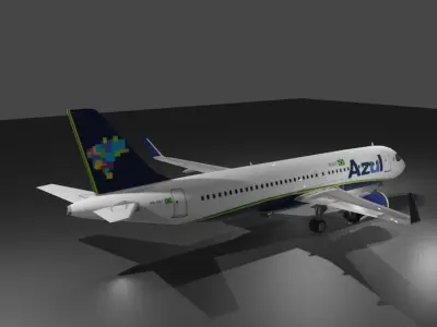 Airbus a320neo Azul Airlines 3D Model with cockpit Low-poly 3D model
