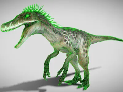 Velociraptor The Quilled Ghost of the Dunes Low-poly 3D model