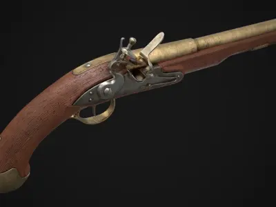 Flintlock Pistol Game Ready Low-poly 3D model