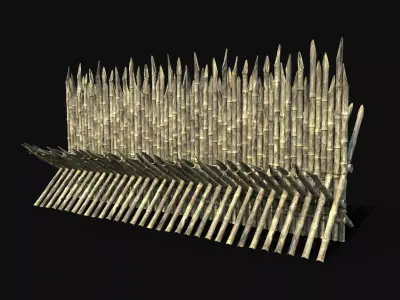 BAMBOO PALISADE WALLS FENCE SURVIVAL FORT GUARD CONSTRUCTION AAA Free low-poly 3D model