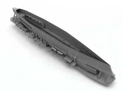 Kaga Aircraft Carrier Ship WWII Low-poly 3D model