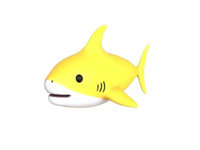 Cartoon Little Shark Yellow 3D Model - High-Quality Animated Low-poly 3D model