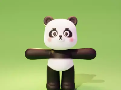 Cartoon cute Panda character design Free 3D model