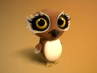 cartoon owl Low-poly 3D model