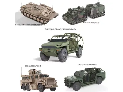 5 Military Vehicles Collection V2 Low-poly 3D model