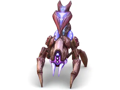 pink alien UFO mutant scorpion Low-poly 3D model