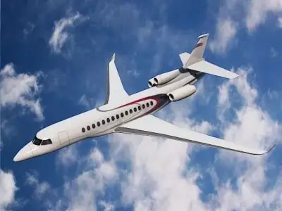 Lowpoly Dassault Falcon 8x luxury jet Low-poly 3D model