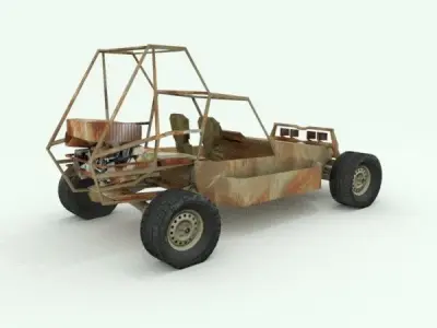 Rusted postapocalyptic buggy Low-poly 3D model