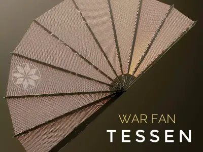 Tessen - Japanese war fan Low-poly 3D model