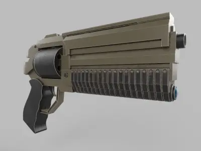 revolver gun Low-poly 3D model