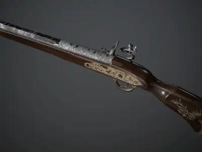 Spanish Flintlock Musketoon - model and textures Low-poly 3D model